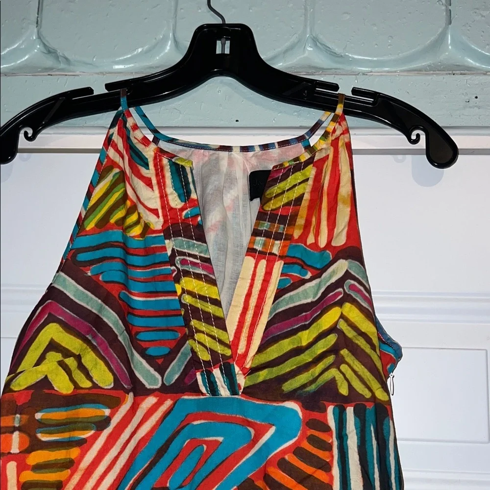 J. Crew Multicolor Geometric Print Midi Dress